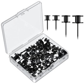 Uniclife 40 Pcs Thumb Tacks, Double Headed Picture Hangers, 4 Size Push Pins for Wall, Picture Hanging Nails, Long Wall Hooks for Pictures Photo Frame Tapestry and Decor, Black