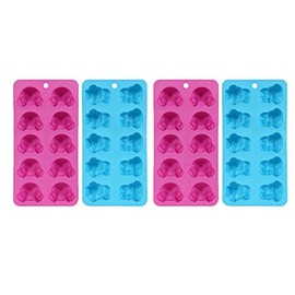 Set of 4 Holiday Easter Shaped Silicone Ice Cube Trays / Food Molds - Bunny Face & Bunny Tail (4 Easter Ice Cube Trays)