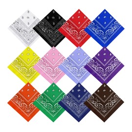 Pistha 12 Pack Bandanas for Women Men Cowboy Bandana Handkerchief Headband Face Mask Bulk for Party Costume (12, Multicolor)