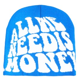 2THESTARS Gorros Y2K, gorro gráfico Y2K, diseño de araña de ganchillo, tela para mayor calidez, comodidad y tacto suave, Azul Casual, Medium