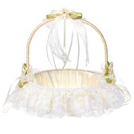 BESPORTBLE 1 x lace flower basket, wedding basket, flower basket, bridal girl flower basket for wedding party, flower girl