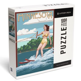 Lantern Press 1000 Piece Jigsaw Puzzle, Minnesota, Water Skier and Lake