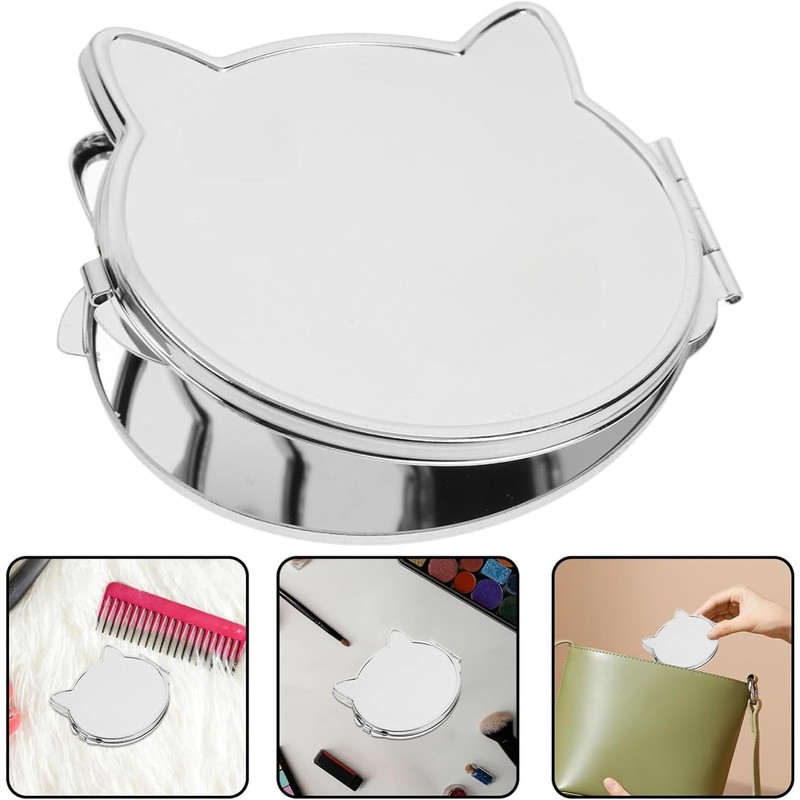THJOPOKEEL Espejo Plegable Compacto Forma De Gato Espejo De Bolsillo
