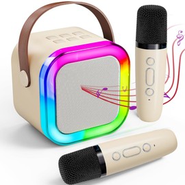 Kids Mini Karaoke Machine, Portable Bluetooth Speaker with 2 Wireless Karaoke Microphones for Kids Adults, Christmas Birthday Toy Gifts for Girls Boys 4, 5, 6, 7, 8, 9, 10, 12 +