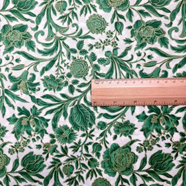 Pure Cotton Lawn Fabric 150cm Wide Sold by The Metre Gold Foil Dressmaking Quilting Crafting Premium Quality | The Fabric Guys (Green)