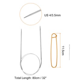 HARFINGTON Circular Knitting Needles 32" Stainless Steel US 4/3.5mm Knitting Needles 5.51" with Knitting Stitch Holder for Fast Knitting Tip to Tip Sweater Scarves Necklaces