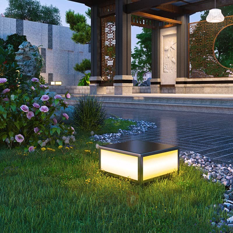 AILICIN Pillar Lamp Post Light, Tempered Glass Shade，Fence Deck Cap