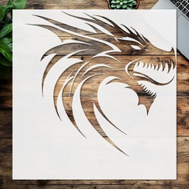 Reusable Stencil, Silhouette Dragon Head Design, 8.5x11 Inches, Perfect for Painting and Craft Projects