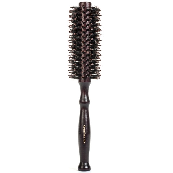 Boar Bristle Round Styling Hair Brush - 1.75 Inch Diameter - Blow Dryer & Curling Roll Hairbrush with Natural Wooden Handle for Women and Men - Used while Blow Drying to Style, Curl, and Dry Hair