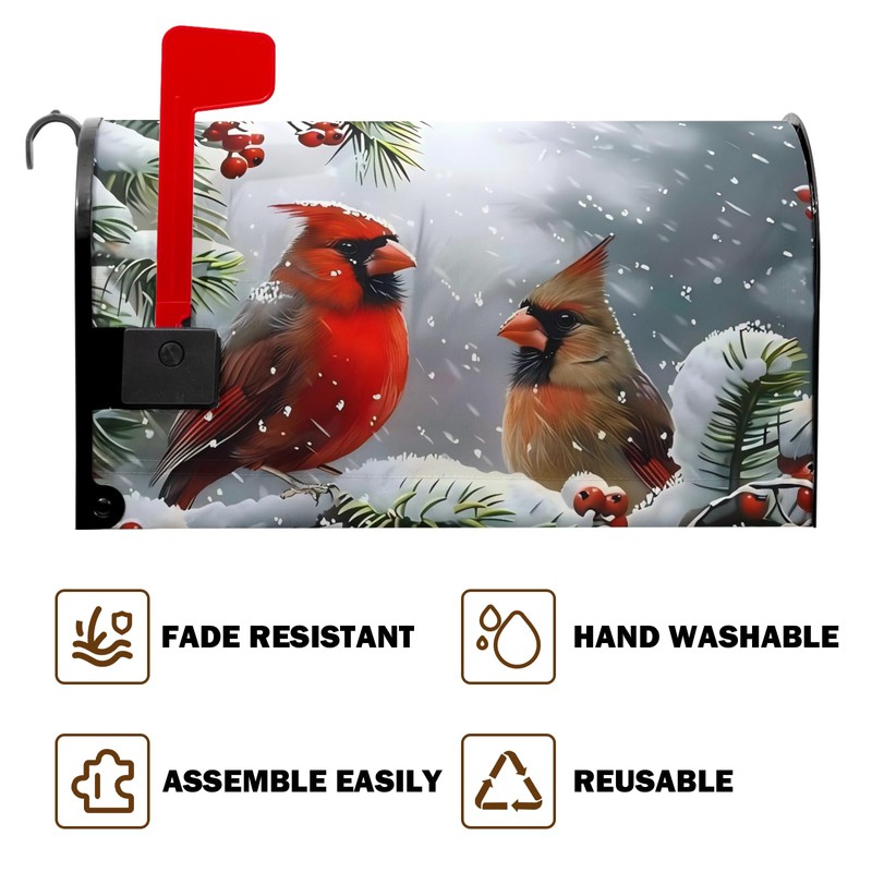 Winter Mailbox Covers Cardinal Bird Mailbox Cover Magnetic Christmas Red
