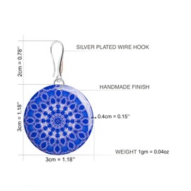 Boho Mandala Dangle Earrings for Women, Bohemian Statement Jewelry (Style N 13 - Purple Blue)