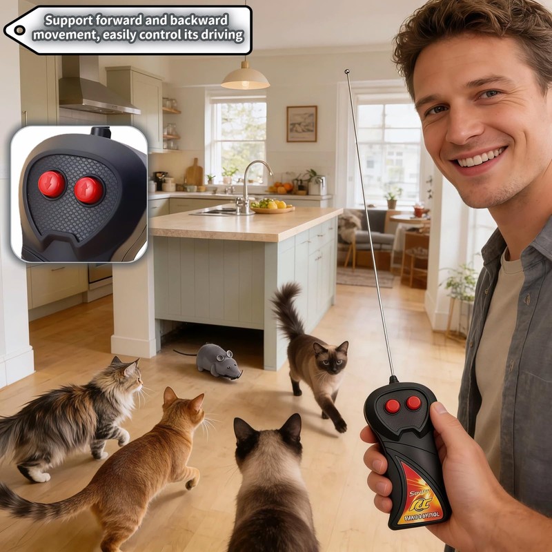 Remote Control Mouse Cat Toy, Realistic RC Interactive Pet Toy