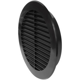 Repa Market 6'' Inch Plastic Black - Vent Cover With Flange - Round Soffit Vent - Air Vent Louver - Grille Cover - Protective Screen Mesh - HVAC Ventilation