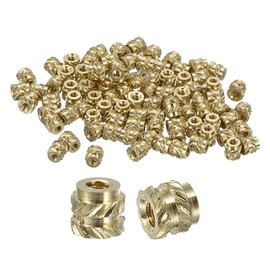 uxcell Knurled Insert Nuts, 130pcs M1 x 1.8mm Length x 2mm OD 3D Printing Brass Nuts Female Threaded Inserts Brass Heat Set Insert Embedment Nut