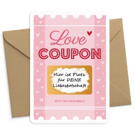 KuschelICH Scratch Card to Write Yourself with Envelope Voucher Scratch Card (Love)