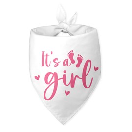It's a Girl Gender Reveal Baby Announcement Dog Bandana White Dog Bandana Pregnancy Announcement Photo Prop Pet Scarf Accessories for Pet Dog Lovers Gifts