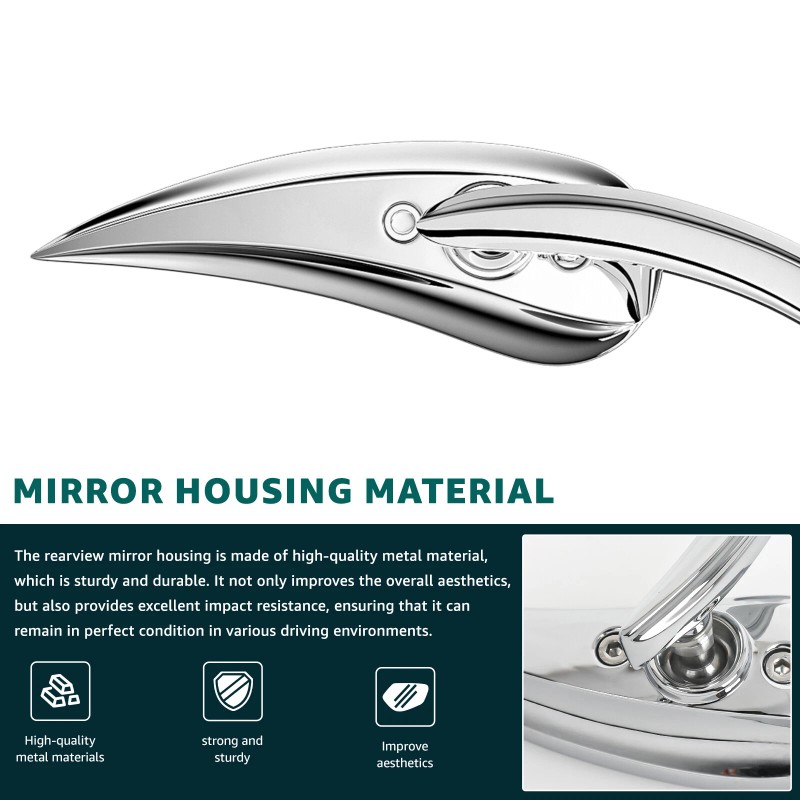 KEEPDSGN Chrome Rear View Mirrors For Harley Davidson Fatboy Dyna