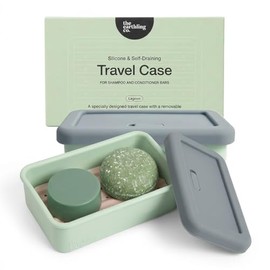The Earthling Co. - Funda de jabón a prueba de fugas para viajes, contenedor de silicona portátil compacto con jabonera extraíble para drenaje, champú