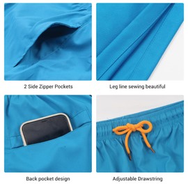 HEROBIKER Mens Swim Trunks Swimming Shorts Quick Dry Trunk with Mesh Lining for Beach Surfing Board Blue