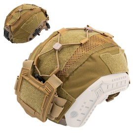 FMATAL GEAR FMA Multifunctional Tactical Helmet Cover for Maritime Helmet Paintball Hunting Shooting Gear (TAN with Pocket)