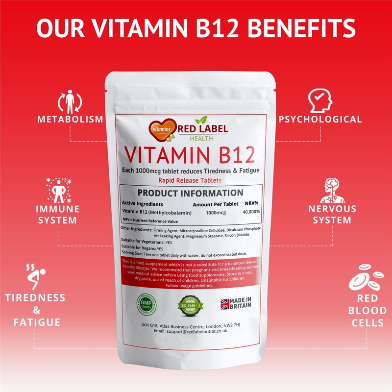 Vitamin B12 200 Tablets Methylcobalamin 1000mcg High Strength B12 Tablets