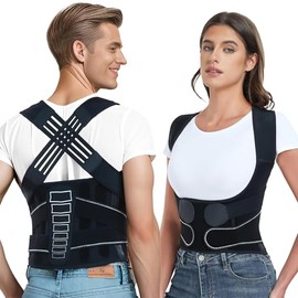 Corrector de Postura para Hombres y Mujeres,Corrector de Espalda,Tamaño Ajustable,Transpirable,Corrección de Escoliosis y Joroba,Posture Coach (Ferroso,Large)