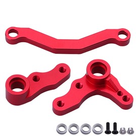 Hobbypark Aluminum Steering Assembly for 1/10 Redcat Blackout XTE Upgrades Parts, fit XBE SC Pro, Replace BS213-014 (Red)