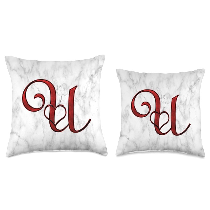 Red Heart Letter U Love Shape Cursive White Initial Name