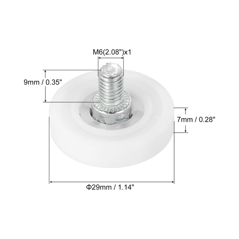 PATIKIL 29mm Drawer Rollers, 12 Plastic Drawer Pulley Replacement Wheels