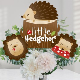 Big Dot of Happiness Forest Hedgehogs - Woodland Birthday Party or Baby Shower Centerpiece Sticks - Table Toppers - Set of 15