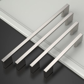 Amerdeco 10 Pack Brushed Satin Nickel Cabinet Pulls - 5 Inch(128MM) Hole Centers Kitchen Handles for Cabinets and Cupboards - ZH0060