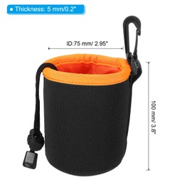 PATIKIL Camera Lens Bag, 2 Pcs 3" ID x 3.9" H Cylindrical Drawstring Lens Pouch with Thick Protective Neoprene, Lens Case for DSLR Camera Lens, Water Coffee Cups Black, Orange