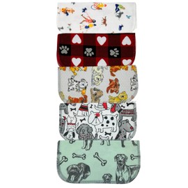 Gina's Soft Cloth Shop 1 Ply Printed Flannel 8x8 Inches Little Wipes Set of 5 I Woof You- Proudly Made in the USA!