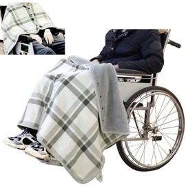 PEAMAN Wheelchair Warmer Cover Blanket, scarf blanket for adults flannel lining wheelchair poncho knee blanket leg blanket portable warm blanket cape poncho for wheelchair users