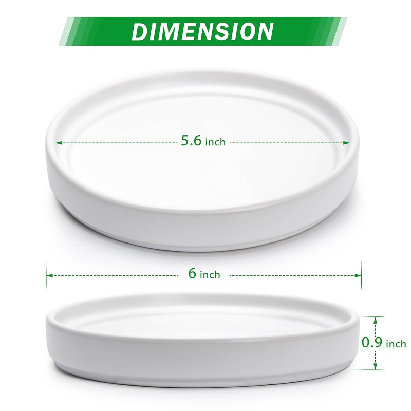 D'vine Dev Modern Round 6 Inch Ceramic Plant Pot Saucer,