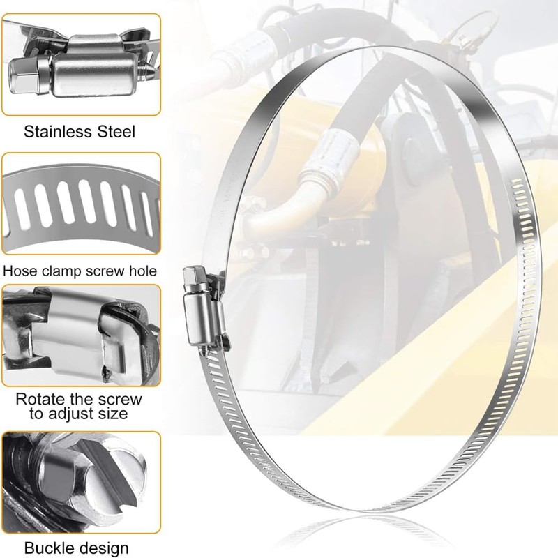 4 Pieces Large Size 550mm / 21.6inch Metal Hose Clips