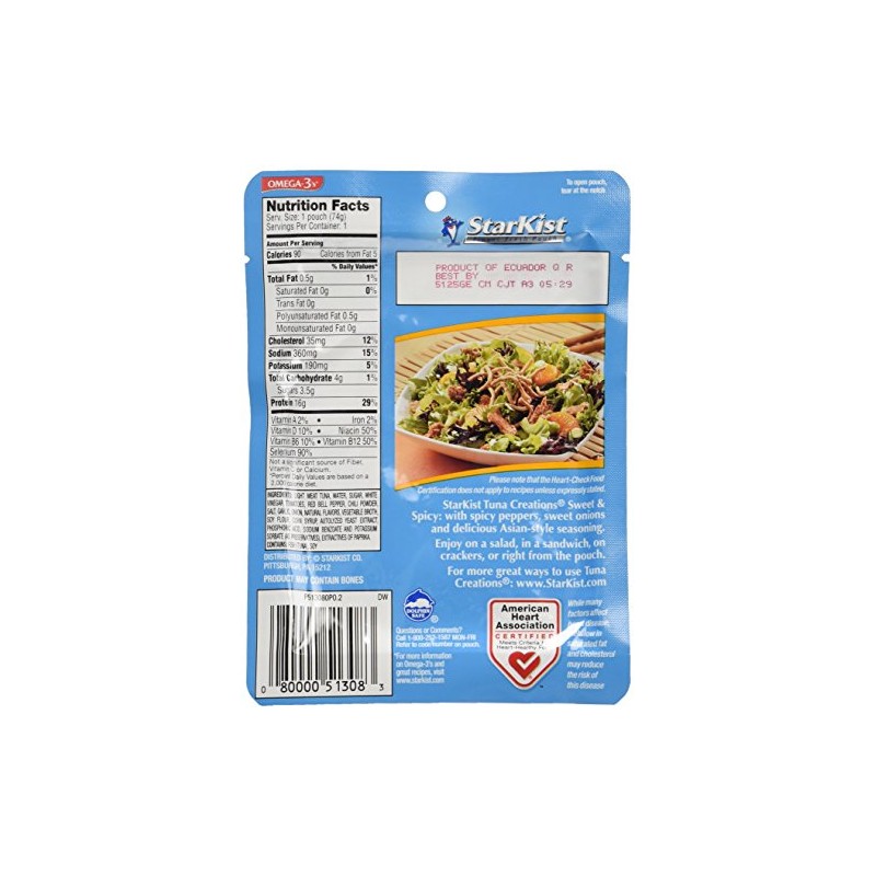 Starkist Tuna Creations, Sweet & Spicy, Single Serve 2.6-Ounce Pouch