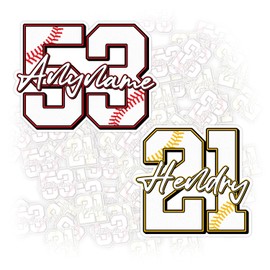 Custom Name and Number Stickers Personalized Baseball Softball Name Vinyl Decals for Bottles Tumblers Laptops Cars01 - Gift for Kid Girl Boy