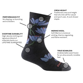 DARN TOUGH (6089) Women's Lifestyle Lilies Crew Lightweight with Cushion Sock - (Seafoam, Small)