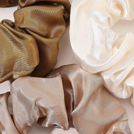 ANNACREATIONS Premium Over Size Soft Super Elastic Hair Scrunchies For Women And Girls (Pack Of 6 Pcs) (SATIN Style-2)