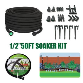 AEACUS Soaker Hose 1/2 inch x 50FT,Garden Hose With Fittings,Heavy Duty Soaker Hose-Saves 70% Water For Lawn(50FT).