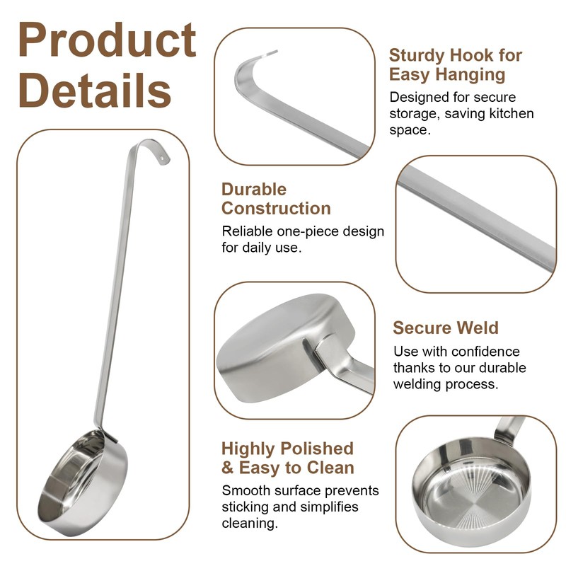 Bivethoi 3 oz 10.55" Stainless Steel Pizza Sauce Spoon