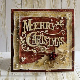 Merry Christmas Holly Leaves Metal Cutting Dies Stencils Christmas Word Background Layering Cutting Dies Cutting Dies Stencils for Album Card Scrapbooking DIY Decoration