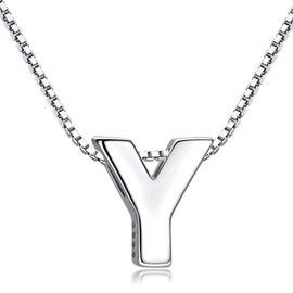 Candyfancy - Letter Chain - Letter Chain with Letter Pendant Silver Necklace Pendant Initials Silver Chain Women's 925 A-Z, Sterling Silver, No Gemstone