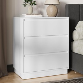 RoyaCraft Wide Nightstand with 3 Drawers, White Nightstand for Bedroom, Large End Table Bedside Table for Home and Office