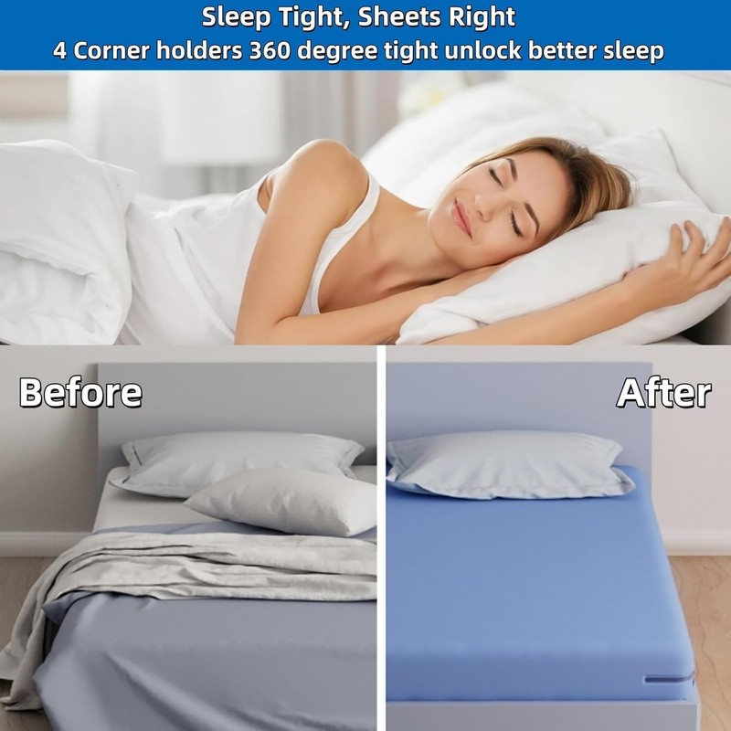 Bed Sheet Holder with Lock Strips, 4 PCS Lock Sheet