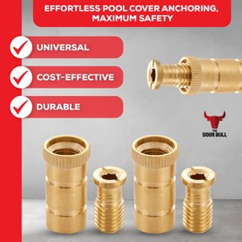 The Door Bull Brass Pool Cover Anchors for Concrete & Pavers Deck, Universal Size Fits 3/4" Hole, Ideal for Inground Pool Safety Covers, Durable & Easy to Install (10 Pack)