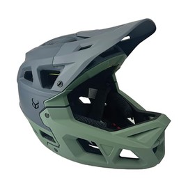 Demon United Podium X MIPS Full Face Mountain Bike Helmet- Removable Fit Pad Options- Advanced Venting System-Lightweight - Fullface DH BMX MTB Helmet (Matte Grey with Sea Foam, Large/Xlarge 59-61 CM)
