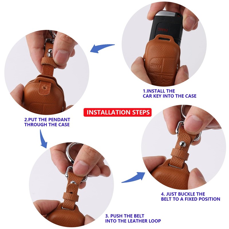 CISUI Genuine Leather Key Fob Cover with Keychain, Compatible with