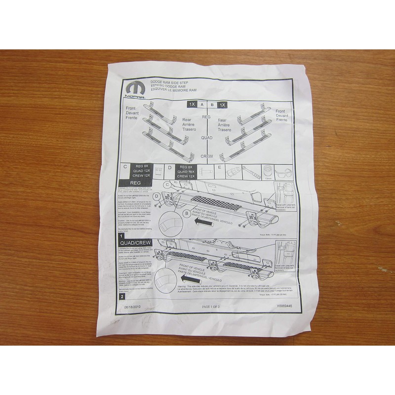 Mopar 2009-2013 Dodge Ram Side Step Hardware Mounting Kit New